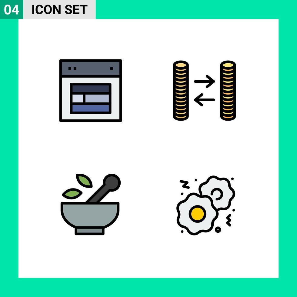 User Interface Pack of 4 Basic Filledline Flat Colors of design medical web exchange soup Editable Vector Design Elements