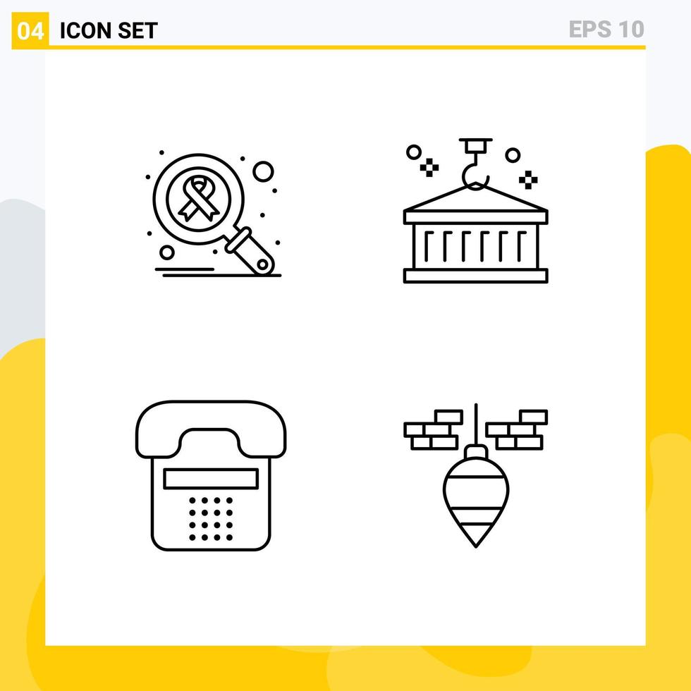 Pack of 4 Modern Filledline Flat Colors Signs and Symbols for Web Print Media such as infect call virus container contact Editable Vector Design Elements