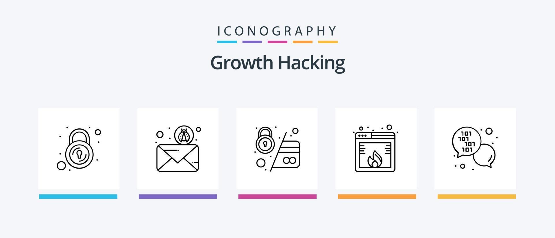 Hacking Line 5 Icon Pack Including lock. security. bug. firewall. insecure. Creative Icons Design vector
