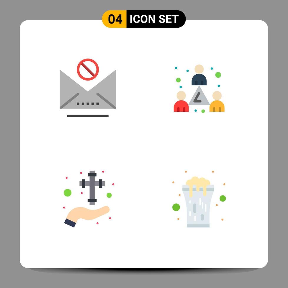 Flat Icon Pack of 4 Universal Symbols of email hand message staff christian Editable Vector Design Elements