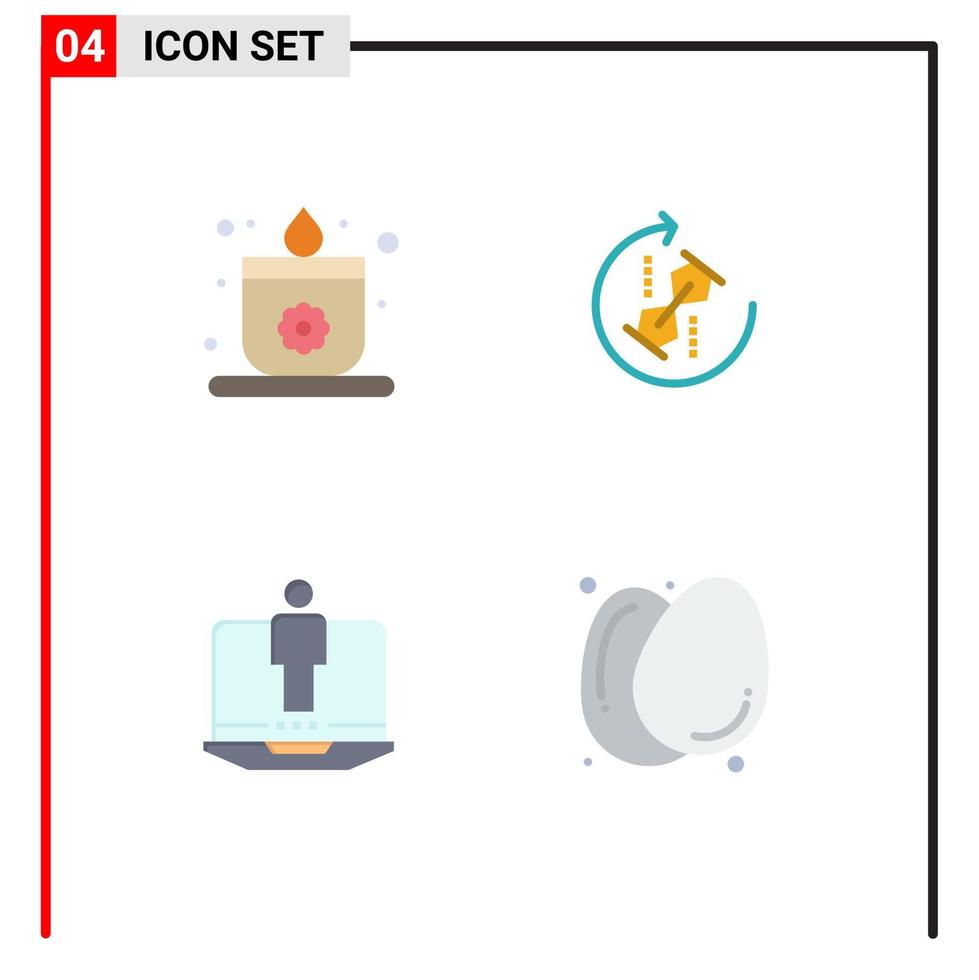 4 Universal Flat Icons Set for Web and Mobile Applications candle computer puzzle puzzle service Editable Vector Design Elements