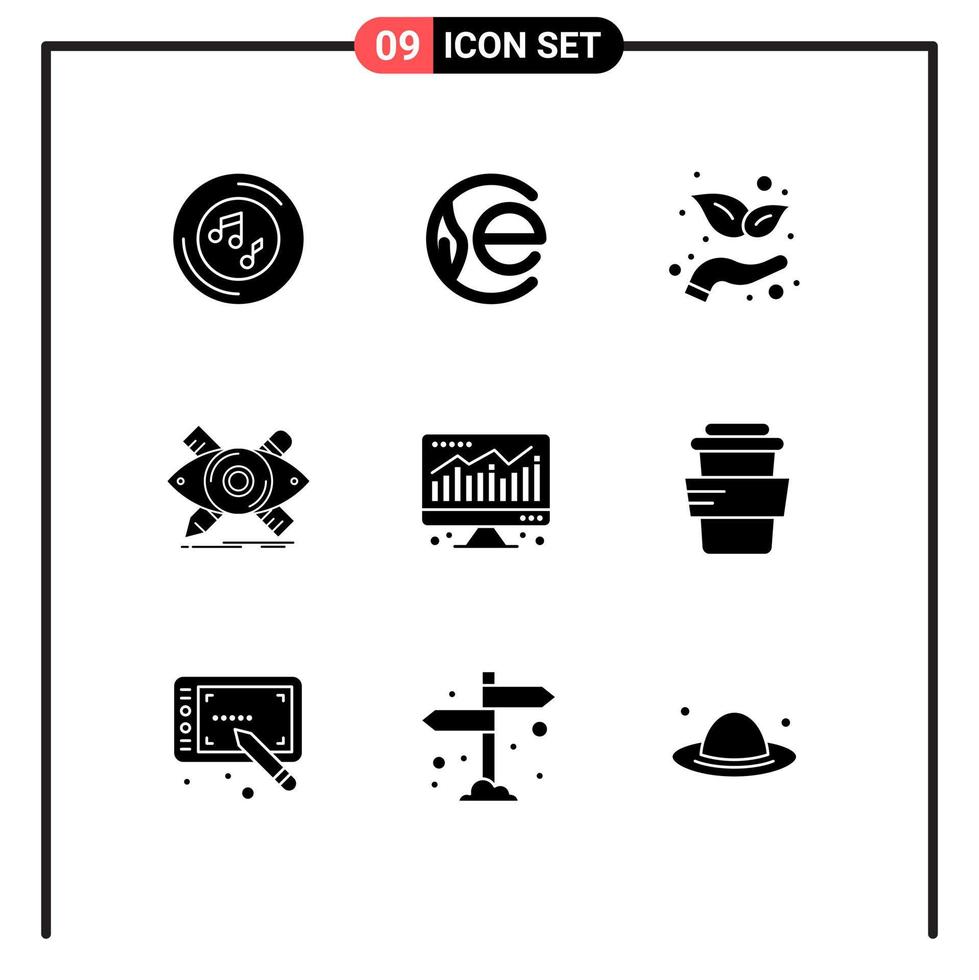 Solid Glyph Pack of 9 Universal Symbols of computer sketch crypto currency illustration design Editable Vector Design Elements