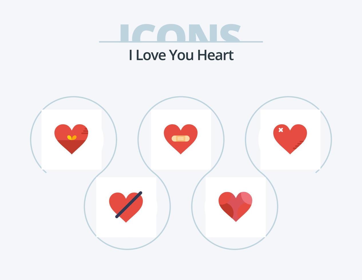 paquete de iconos planos de corazón 5 diseño de iconos. daño. como. favorito. favorito. corazón vector