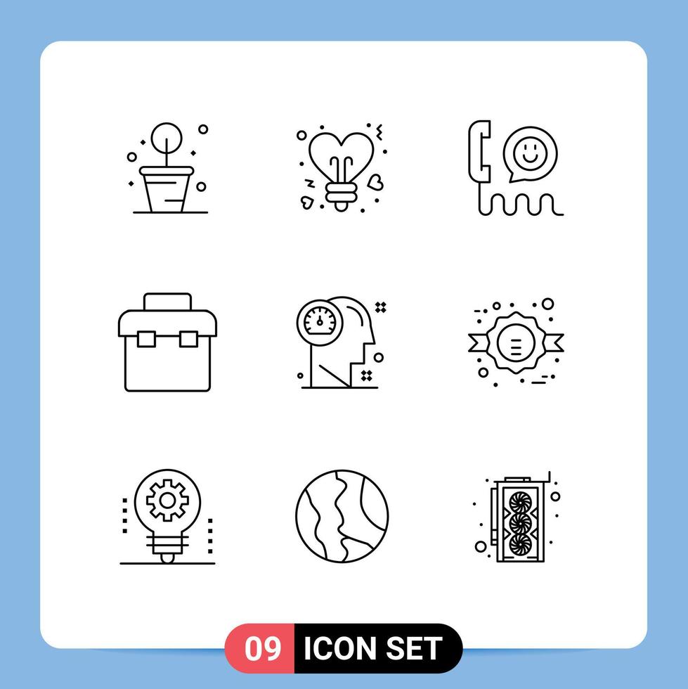 Outline Pack of 9 Universal Symbols of mind toolbox communication lunchbox box Editable Vector Design Elements