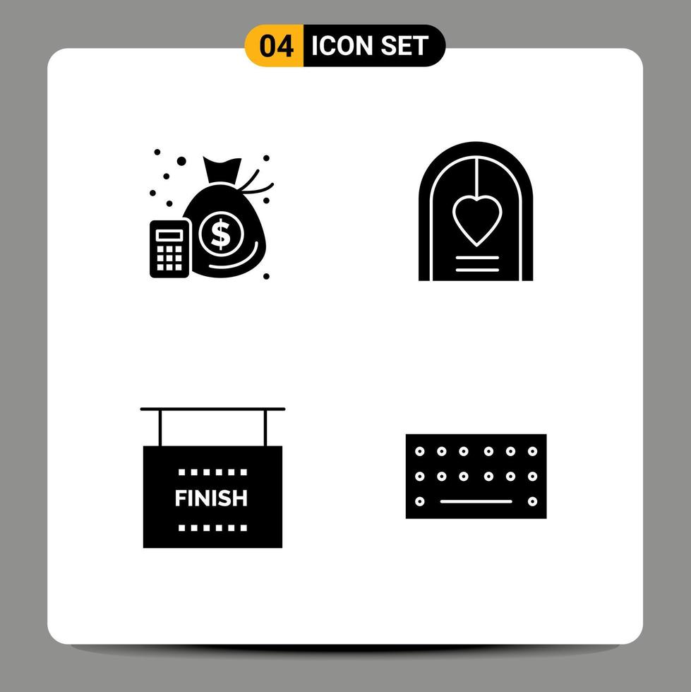 Set of Commercial Solid Glyphs pack for accounting end money love game Editable Vector Design Elements
