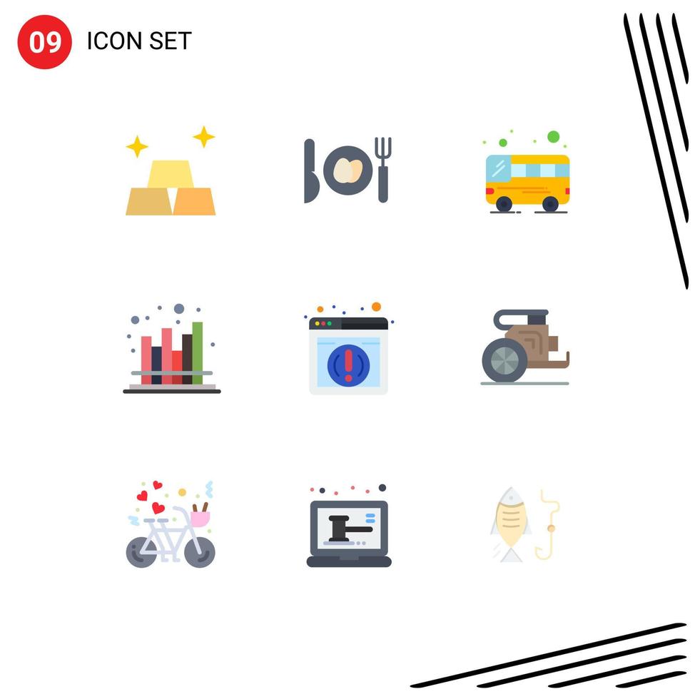 Group of 9 Flat Colors Signs and Symbols for chariot web transport information market Editable Vector Design Elements