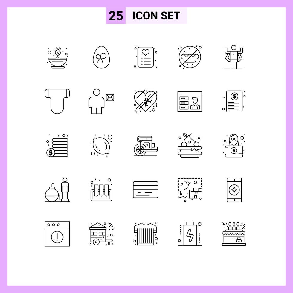 25 Universal Lines Set for Web and Mobile Applications multitask ability shopping park no Editable Vector Design Elements