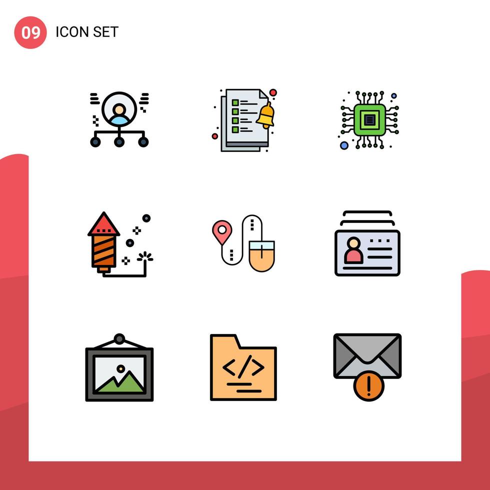 9 Universal Filledline Flat Colors Set for Web and Mobile Applications search mouse chip holiday event Editable Vector Design Elements