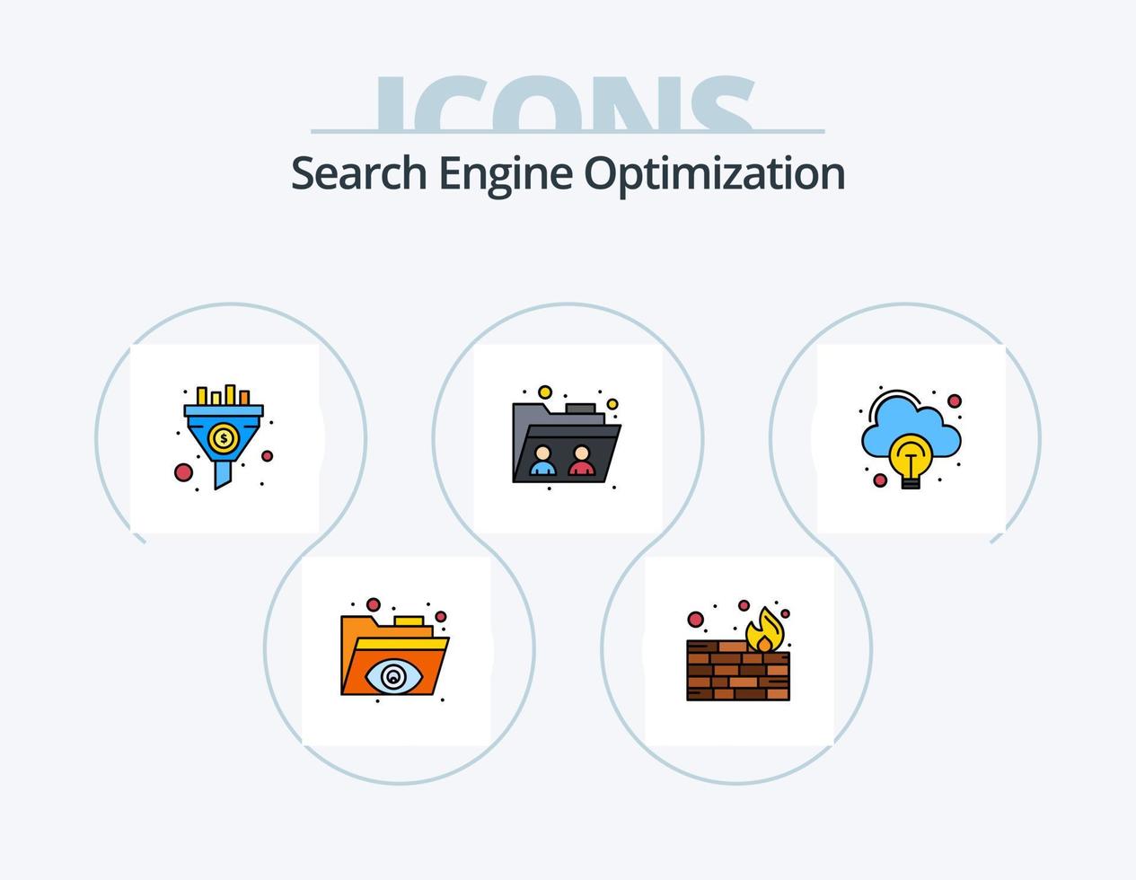 Seo Line Filled Icon Pack 5 Icon Design. eye. eye view. folder. focus. goal vector