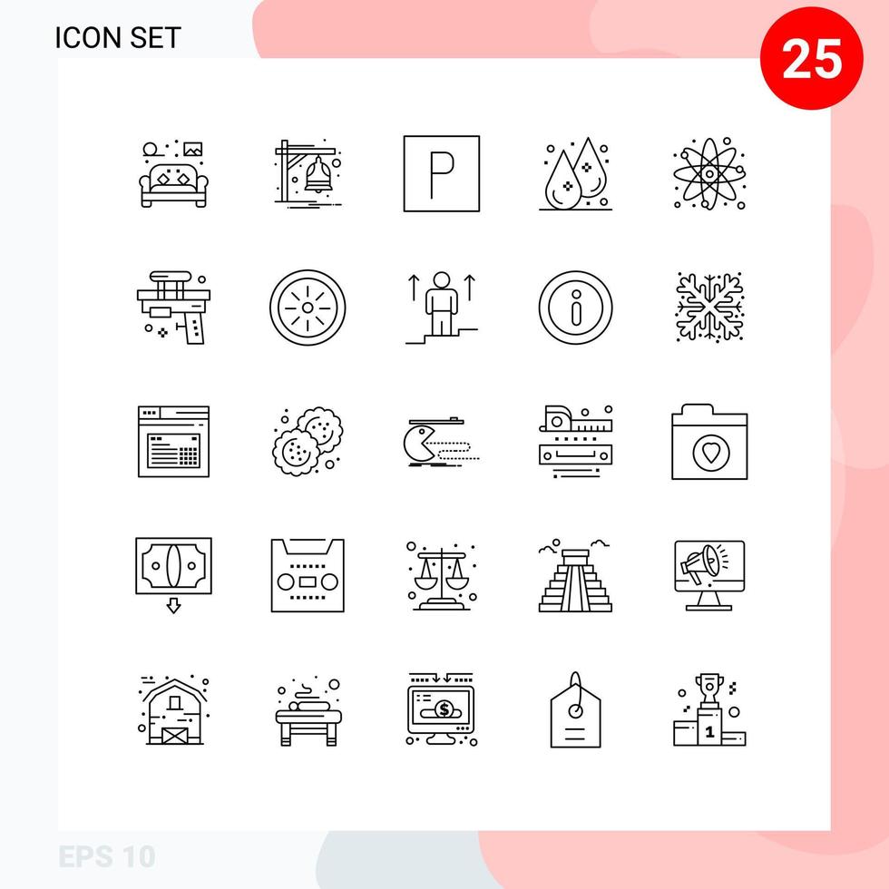 Set of 25 Modern UI Icons Symbols Signs for chemistry water train liquid drop Editable Vector Design Elements