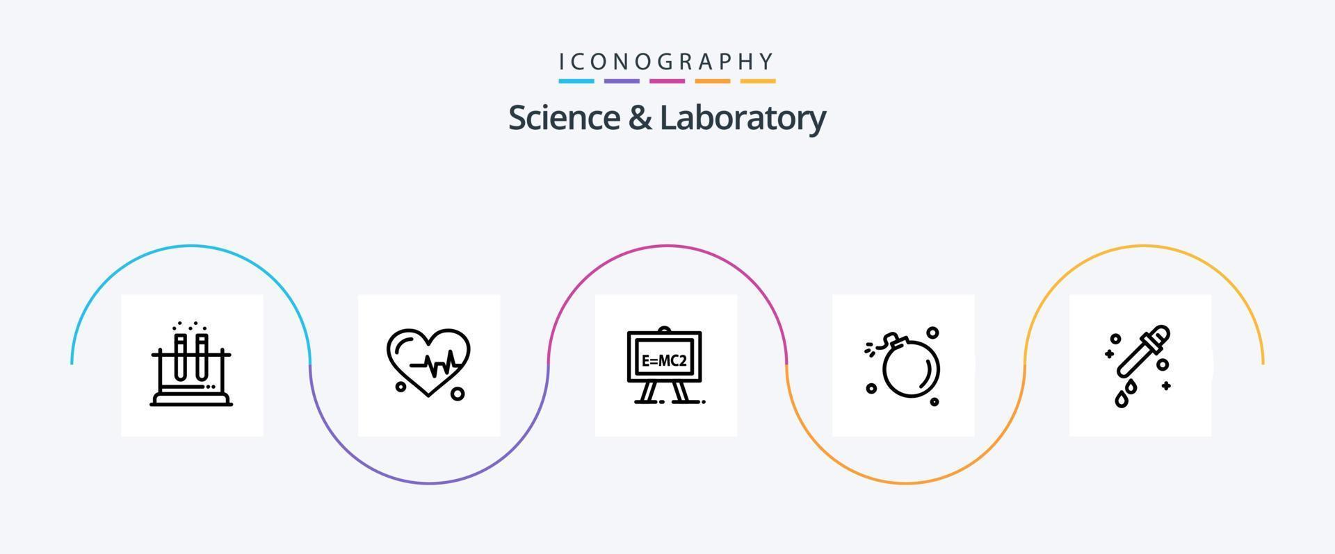 Science Line 5 Icon Pack Including pipette. science. formula. meteor. comet vector