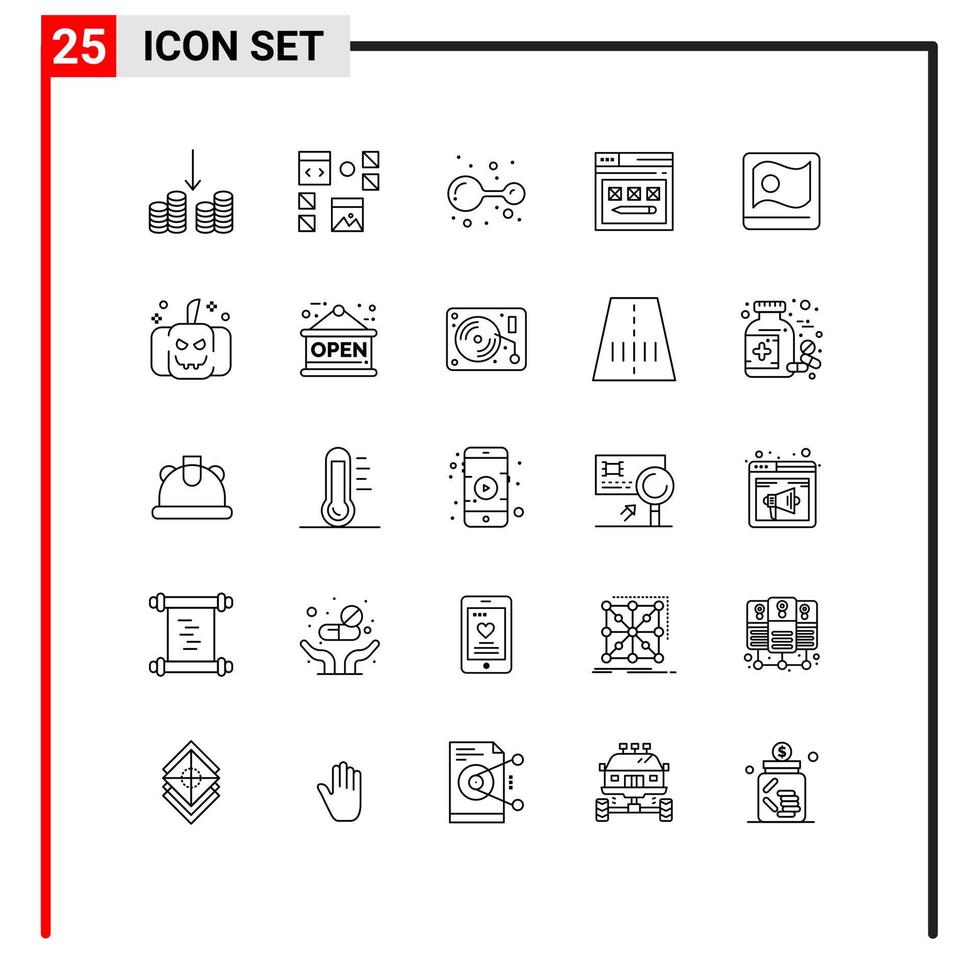 Universal Icon Symbols Group of 25 Modern Lines of bangladesh website atoms web internet Editable Vector Design Elements