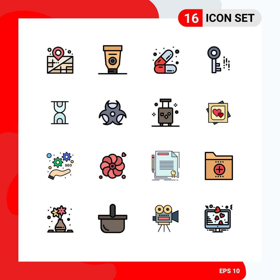 16 Creative Icons Modern Signs and Symbols of education hour cosmetics glass security Editable Creative Vector Design Elements