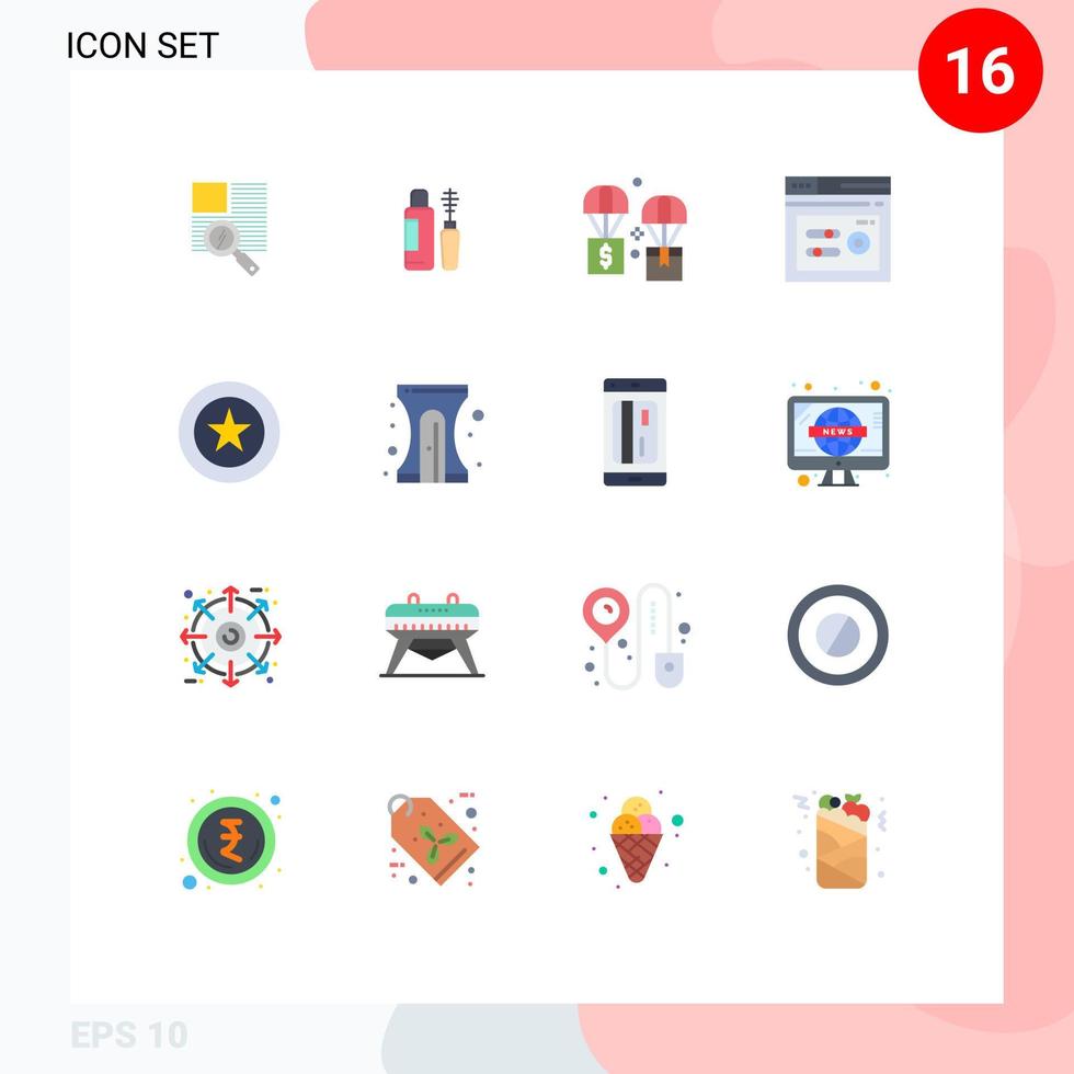 Modern Set of 16 Flat Colors and symbols such as achievement seo air performance parachute Editable Pack of Creative Vector Design Elements