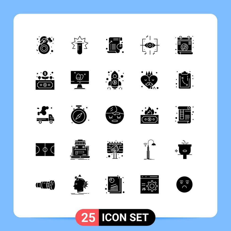 Modern Set of 25 Solid Glyphs and symbols such as gen engineering lab advanced pie Editable Vector Design Elements