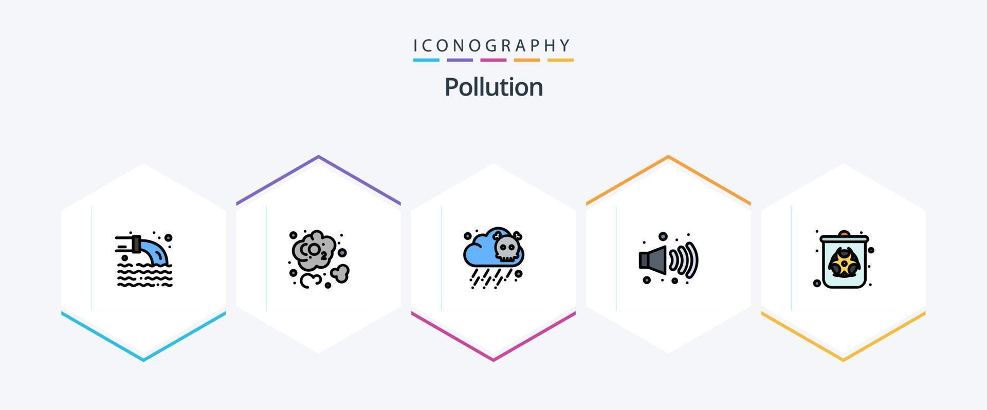 Pollution 25 FilledLine icon pack including . pollution. poisonous. gas. pollution vector