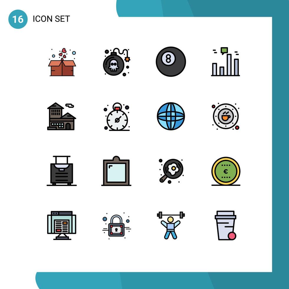 16 Creative Icons Modern Signs and Symbols of office bank account ball bank graph Editable Creative Vector Design Elements