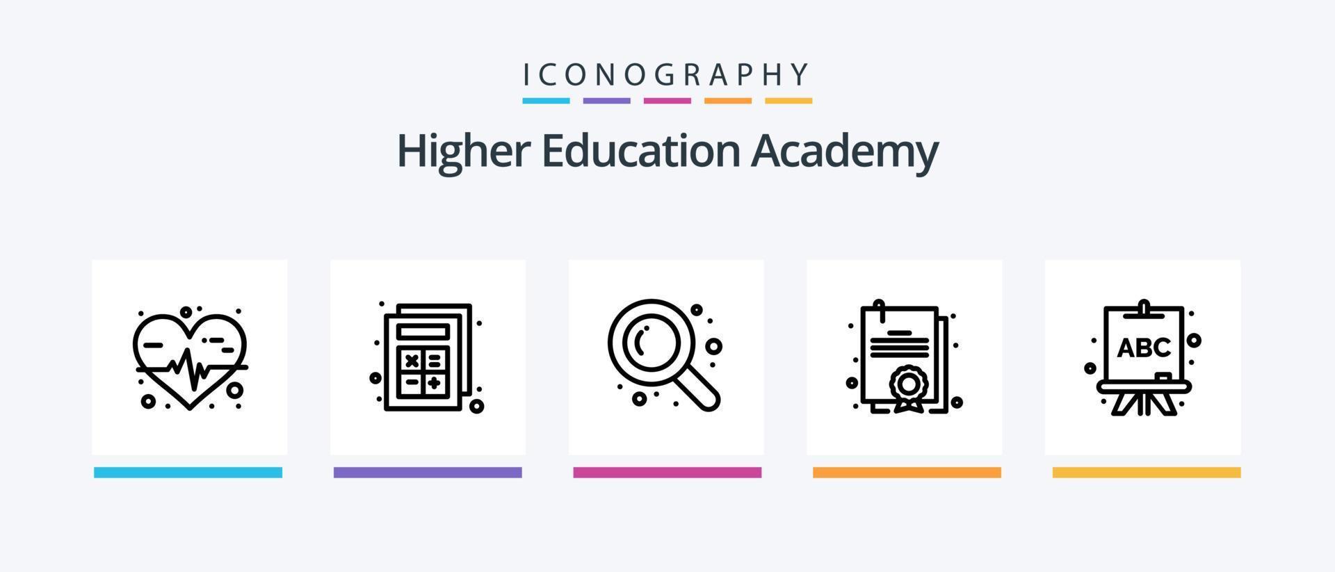 paquete de iconos de la línea 5 de la academia que incluye estudio. geografía. educación. educación. buscar. diseño de iconos creativos vector