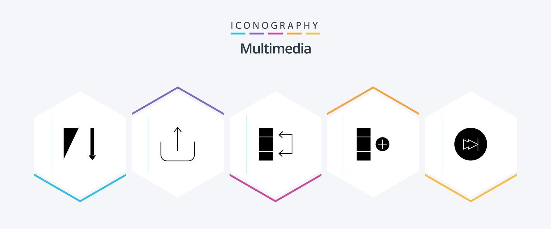 Multimedia 25 Glyph icon pack including . multimedia. table. forward. arrow vector