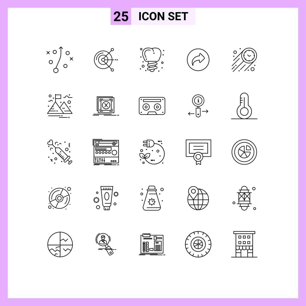 Set of 25 Commercial Lines pack for time speed screw fast right Editable Vector Design Elements