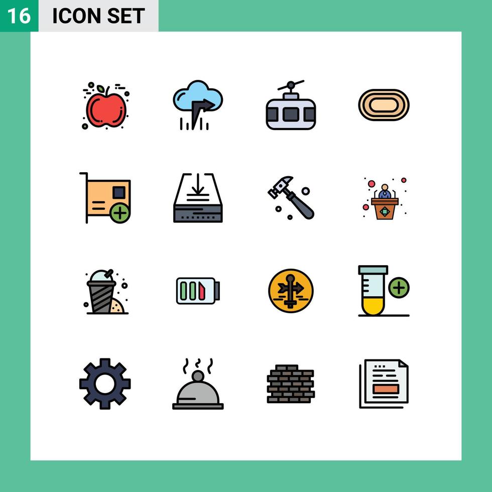 Flat Color Filled Line Pack of 16 Universal Symbols of computers add tour sport olympic Editable Creative Vector Design Elements