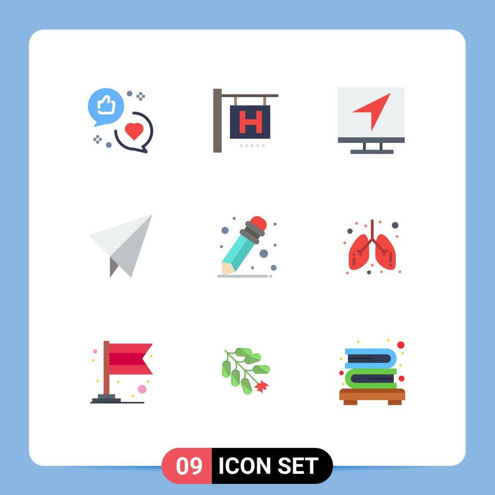 9 Universal Flat Colors Set for Web and Mobile Applications care pencil communication plane online Editable Vector Design Elements