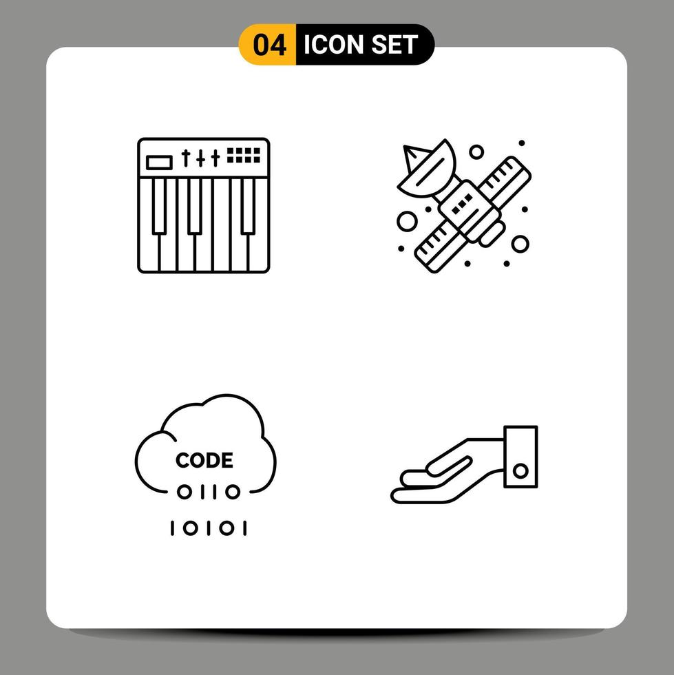 4 Line concept for Websites Mobile and Apps controller telecommunication midi media coding Editable Vector Design Elements