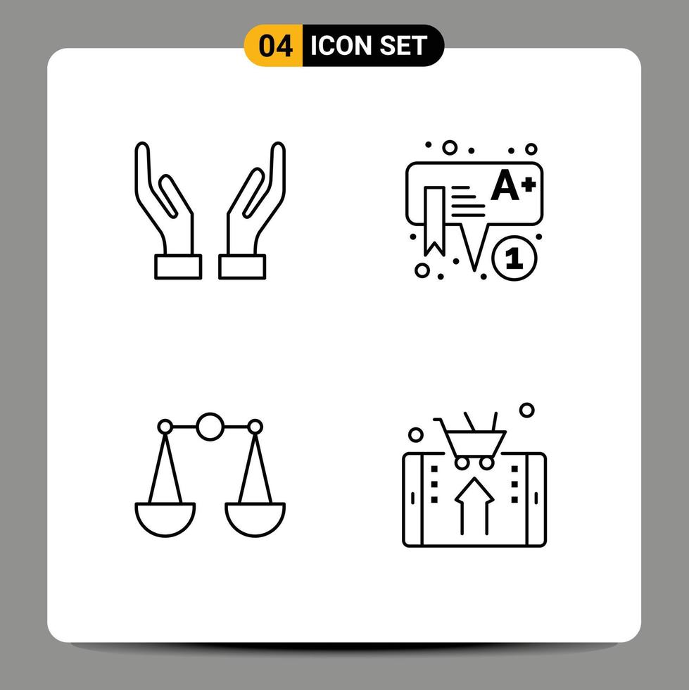 Universal Icon Symbols Group of 4 Modern Filledline Flat Colors of care scales education preschool online Editable Vector Design Elements