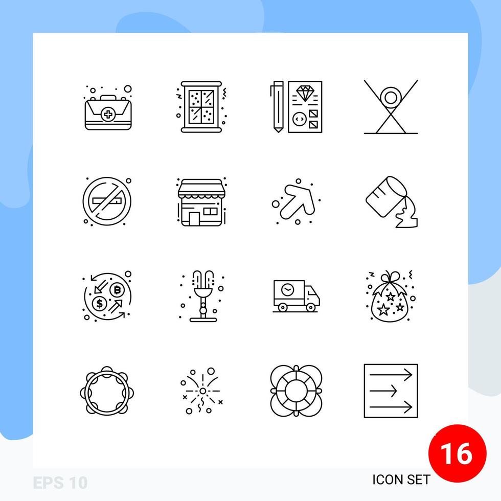 Universal Icon Symbols Group of 16 Modern Outlines of sushi food coding fast food programming Editable Vector Design Elements