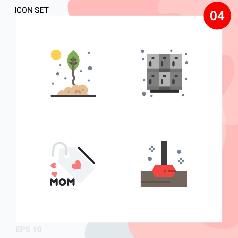 Pack of 4 creative Flat Icons of agriculture school leaf learning love Editable Vector Design Elements