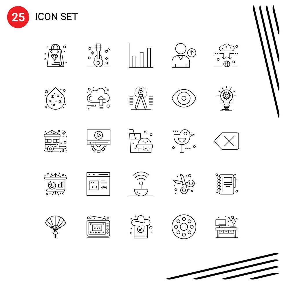 Stock Vector Icon Pack of 25 Line Signs and Symbols for pollution signal graphic connect user Editable Vector Design Elements