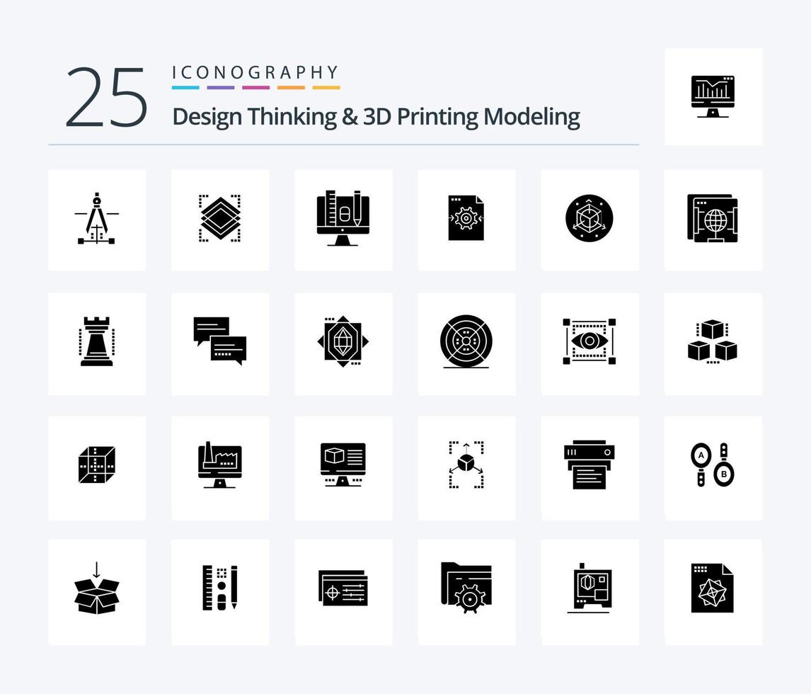 Design Thinking And D Printing Modeling 25 Solid Glyph icon pack ...