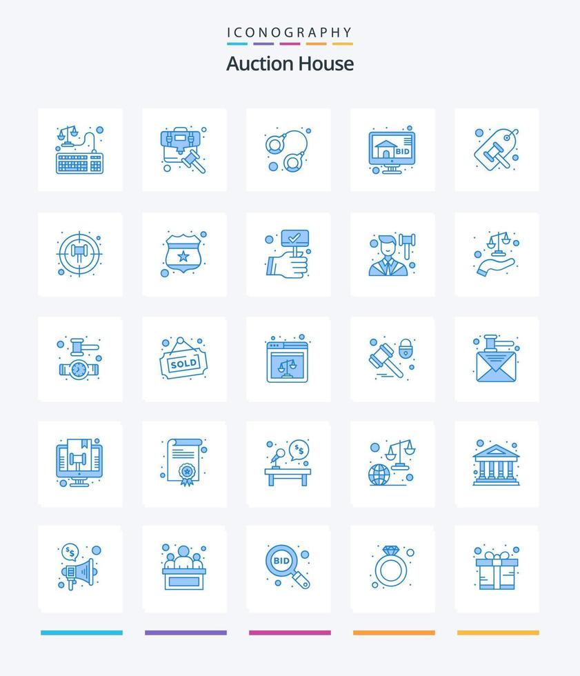 Creative Auction 25 Blue icon pack  Such As court. bidding. trial. bid. law vector