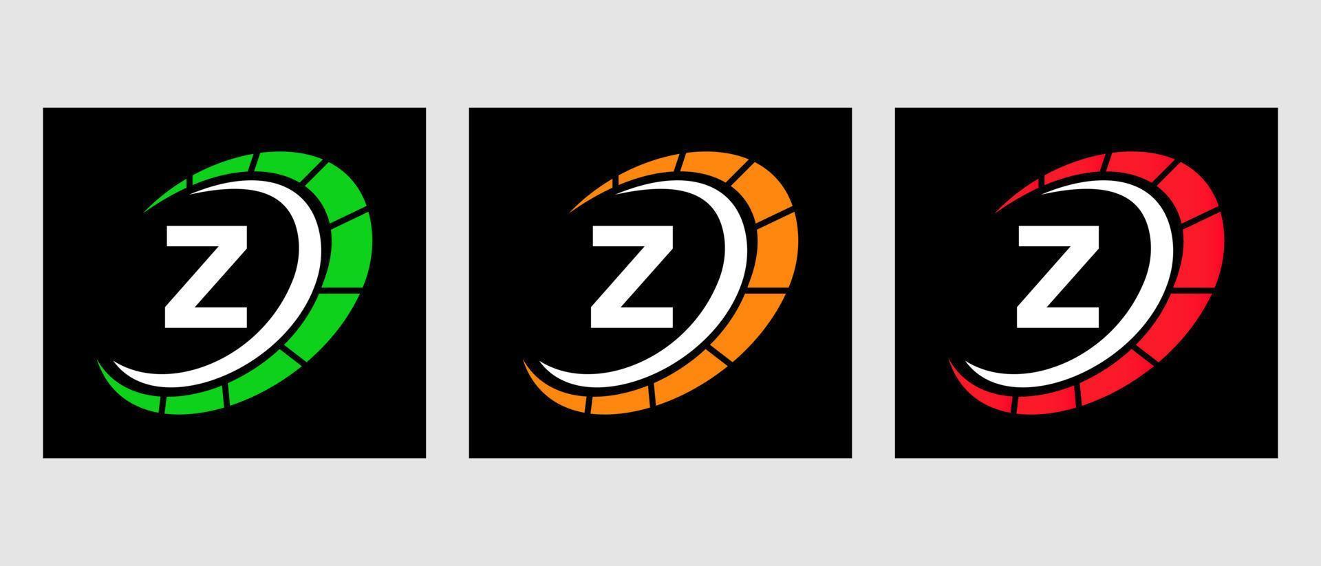 Letter Z Car Automotive Logo For Cars Service, Cars Repair With Speedometer Symbol vector