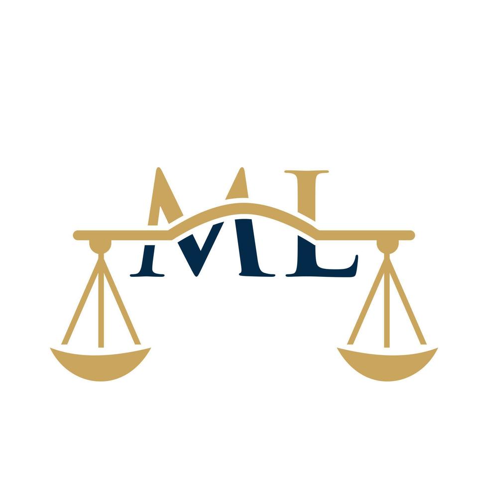 Letter ML Law Firm Logo Design For Lawyer, Justice, Law Attorney, Legal, Lawyer Service, Law Office, Scale, Law firm, Attorney Corporate Business vector