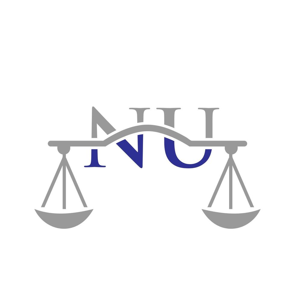 letra nu diseño de logotipo de bufete de abogados para abogado, justicia, abogado de derecho, legal, servicio de abogado, bufete de abogados, escala, bufete de abogados, abogado de negocios corporativos vector