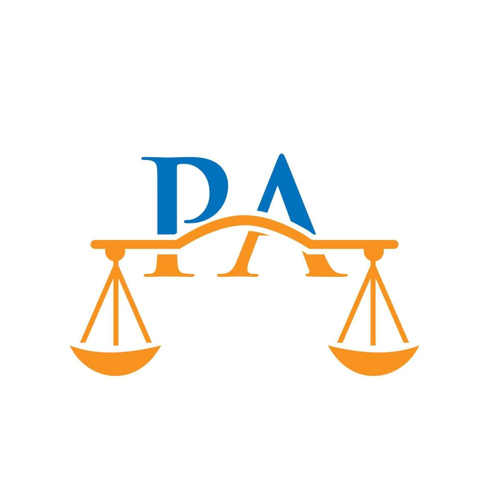 diseño de logotipo de bufete de abogados de letra pa para abogado, justicia, abogado de derecho, legal, servicio de abogado, bufete de abogados, escala, bufete de abogados, abogado de negocios corporativos vector