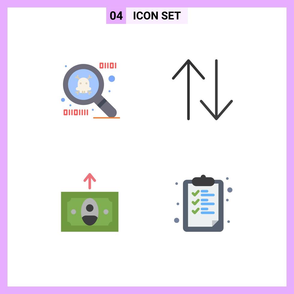 Set of 4 Modern UI Icons Symbols Signs for spy ware school upside money 5 Editable Vector Design Elements