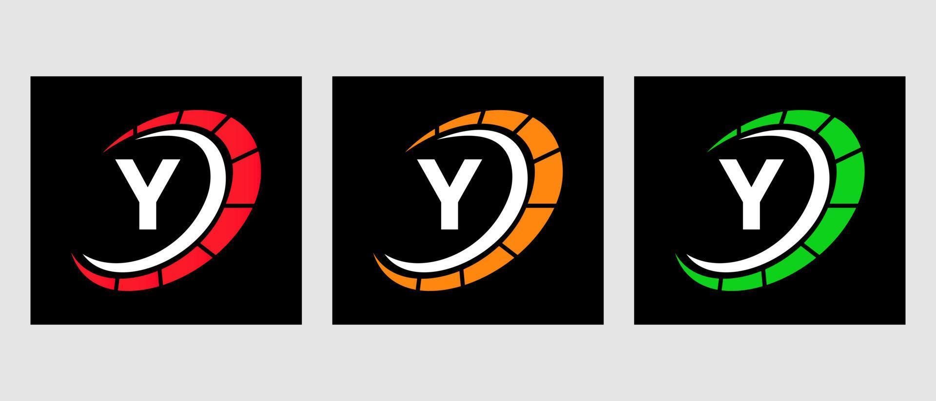 Letter Y Car Automotive Logo For Cars Service, Cars Repair With Speedometer Symbol vector