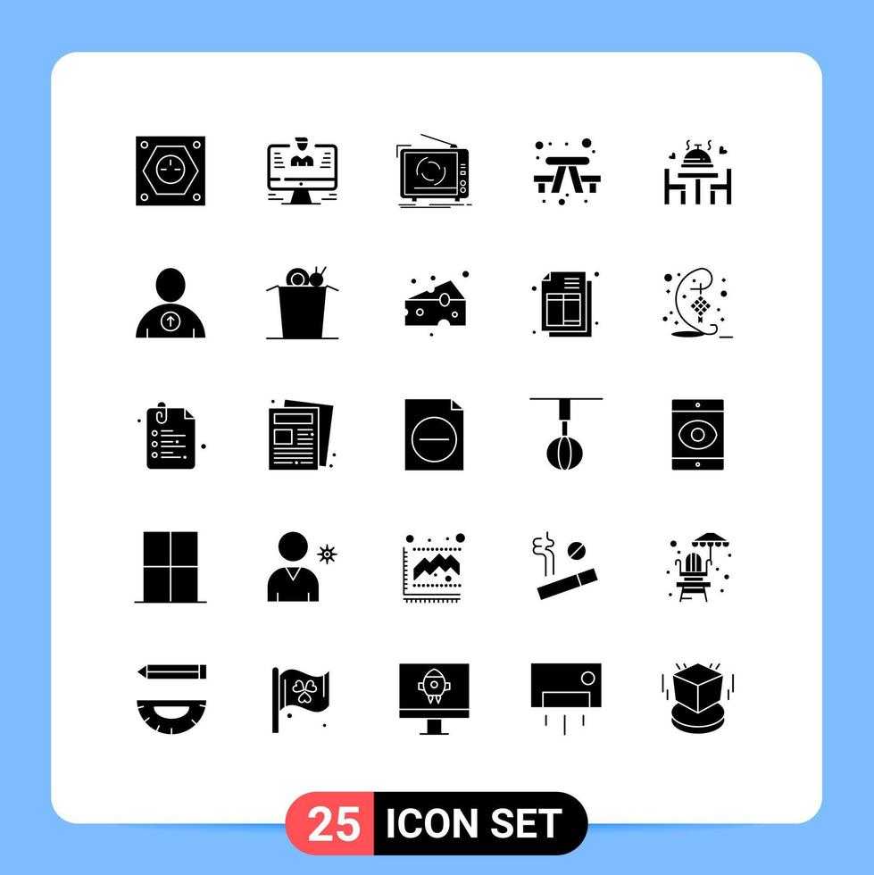 Set of 25 Modern UI Icons Symbols Signs for outdoor bench report set advertising Editable Vector Design Elements