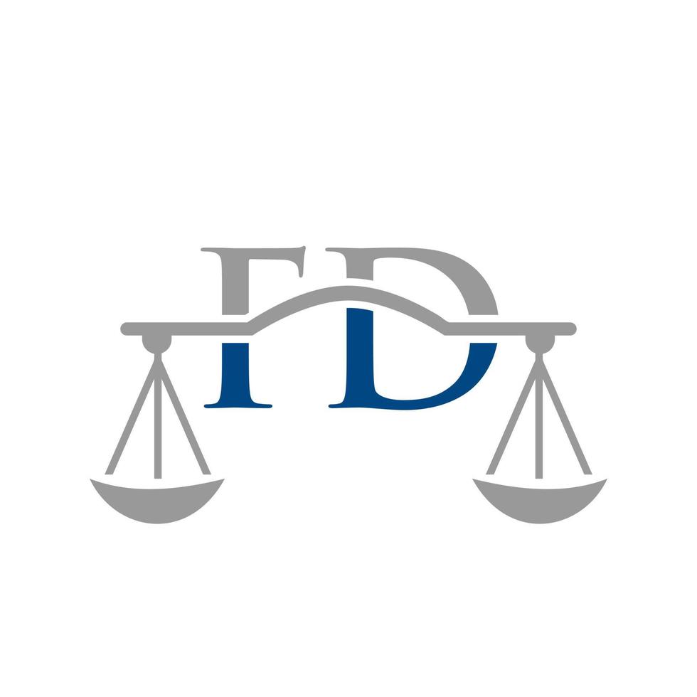 Letter FD Law Firm Logo Design For Lawyer, Justice, Law Attorney, Legal, Lawyer Service, Law Office, Scale, Law firm, Attorney Corporate Business vector