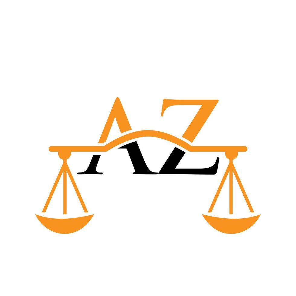 Letter AZ Law Firm Logo Design For Lawyer, Justice, Law Attorney, Legal, Lawyer Service, Law Office, Scale, Law firm, Attorney Corporate Business vector