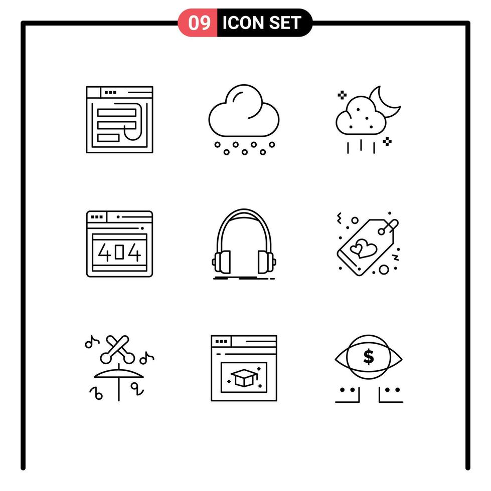 Universal Icon Symbols Group of 9 Modern Outlines of error web snow seo ui Editable Vector Design Elements