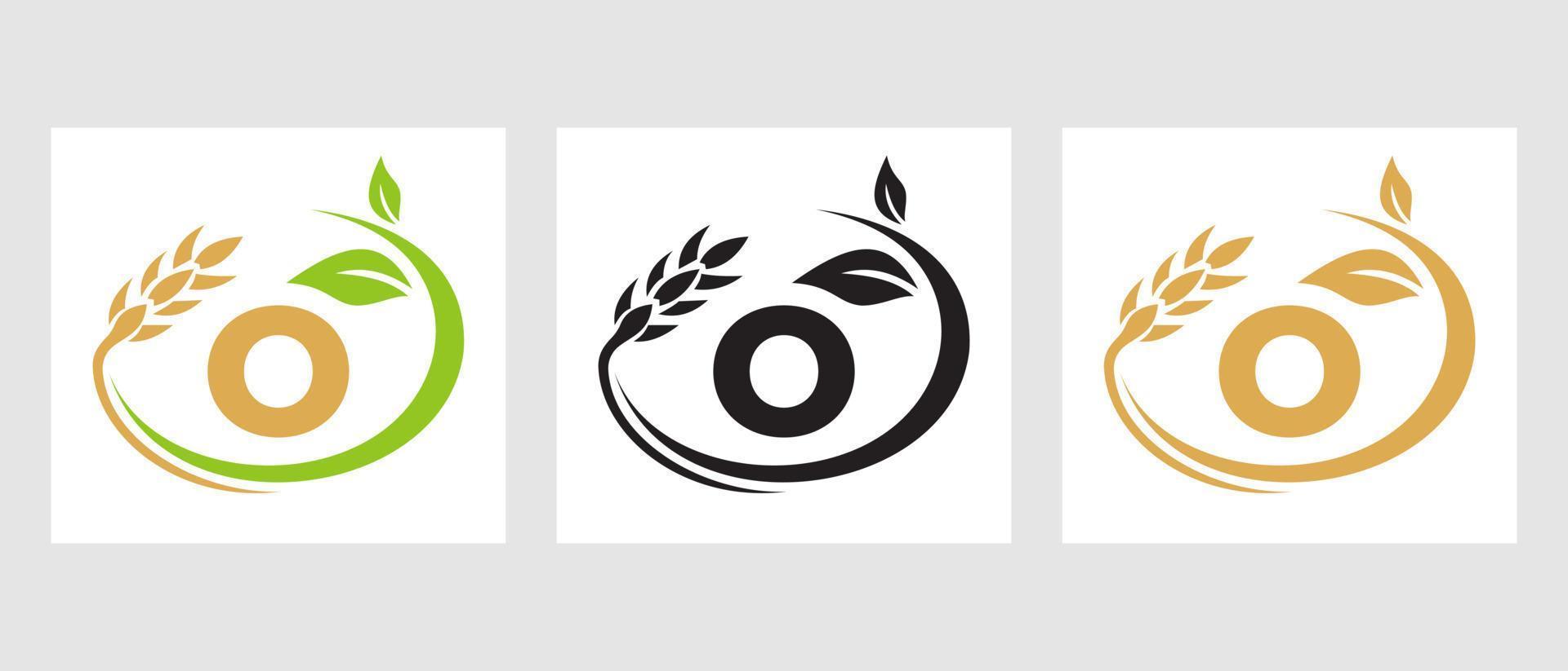 logotipo de la letra o agricultura. agronegocios, plantilla de diseño de granjas ecológicas vector