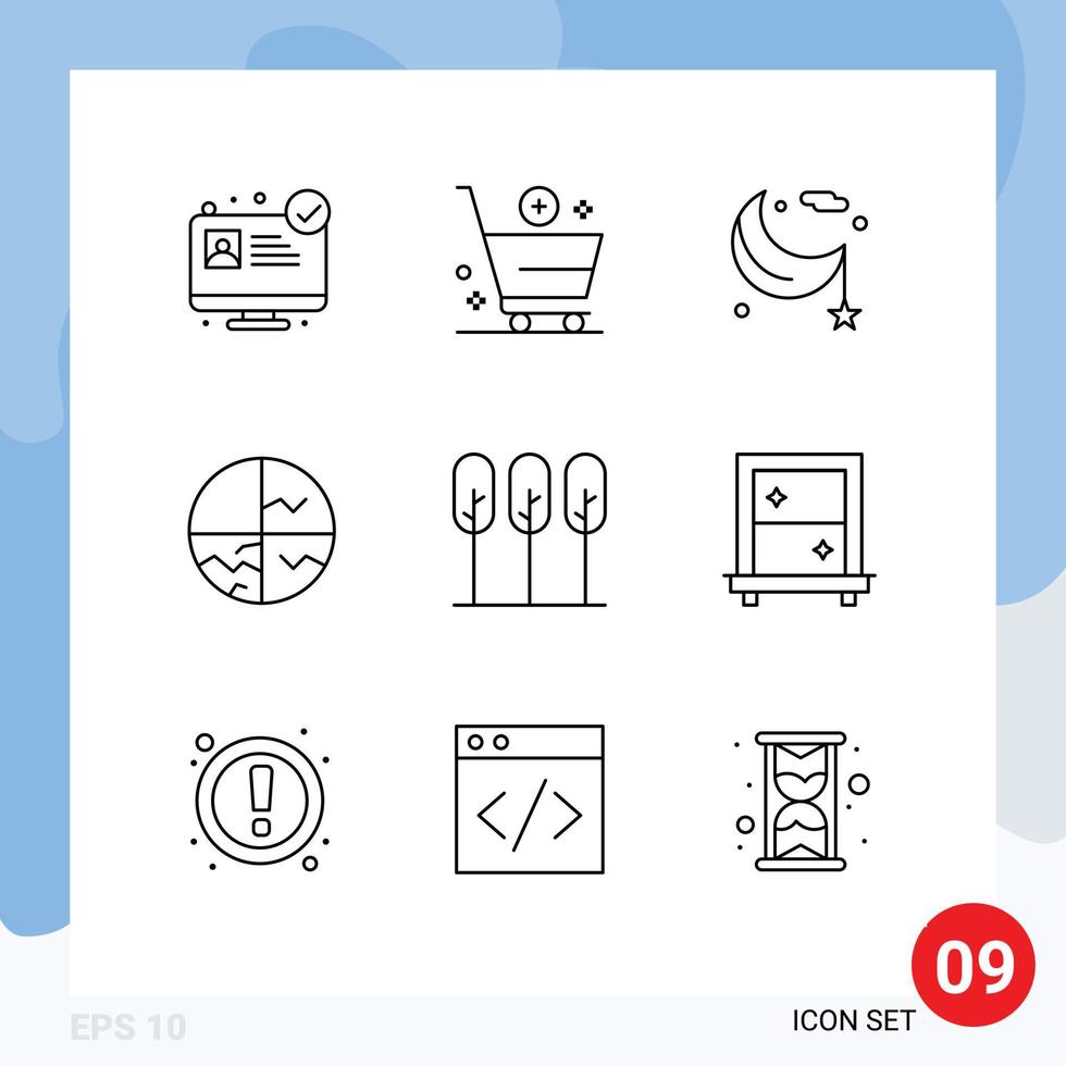 Universal Icon Symbols Group of 9 Modern Outlines of skin protection skin care moon skin ramadan Editable Vector Design Elements