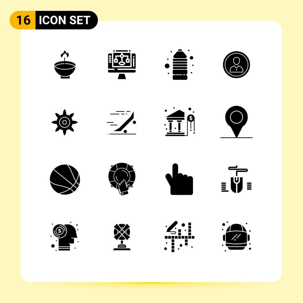 Solid Glyph Pack of 16 Universal Symbols of man avatar share sport game Editable Vector Design Elements