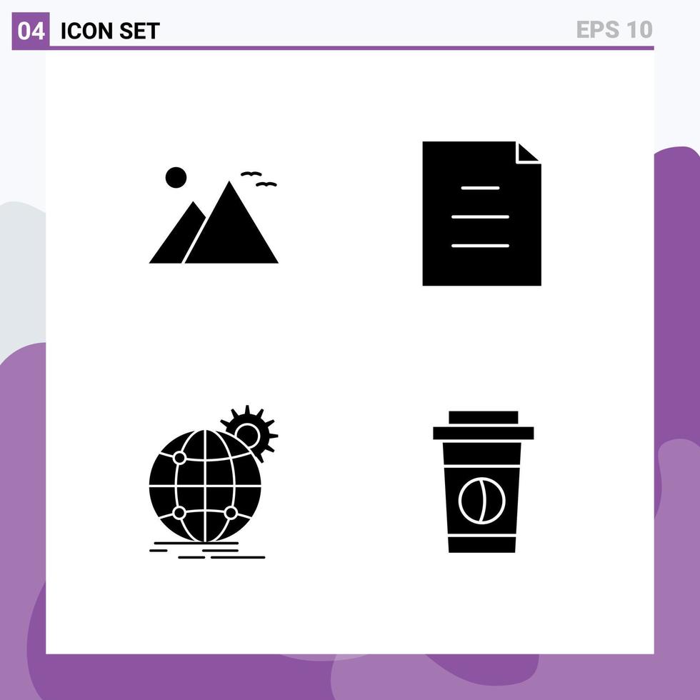 Set of 4 Modern UI Icons Symbols Signs for egypt business pyramid file world wide Editable Vector Design Elements