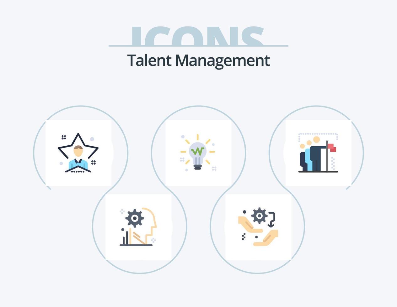 Talent Management Flat Icon Pack 5 Icon Design. idea. bulb. configuration. man. user vector