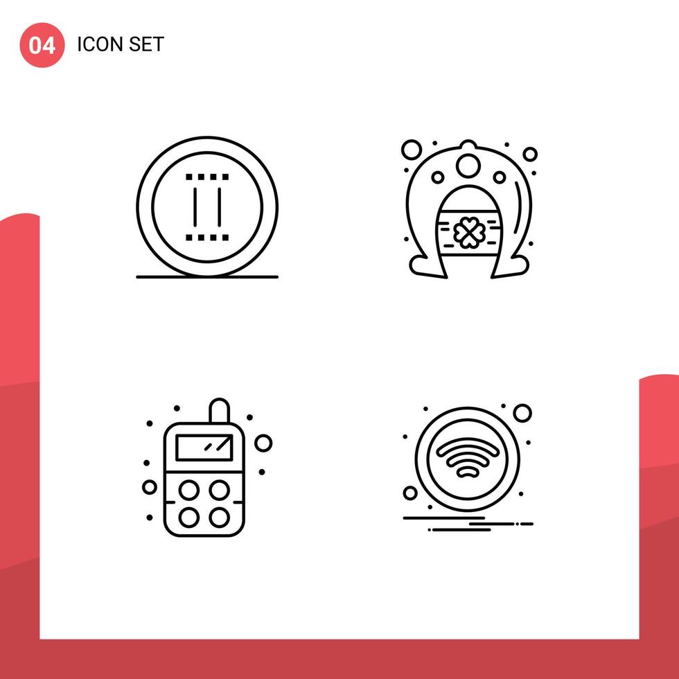 4 colores planos de línea de llenado de vectores temáticos y símbolos editables de tecnología de fortuna de pausa de radio de película elementos de diseño de vectores editables