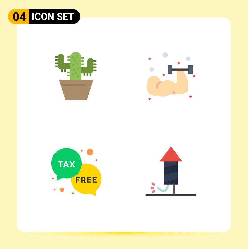 User Interface Pack of 4 Basic Flat Icons of cactos finance spring sport money Editable Vector Design Elements